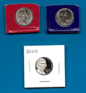 2011 PDS BU/Proof Jefferson Nickel Set   3 Coins  