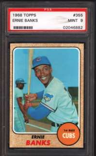 1968 Topps Baseball #355 Ernie Banks (Cubs). Professionally graded 9 
