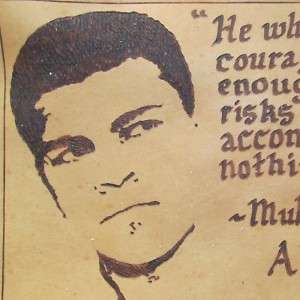 Handmade Leather Patch   MUHAMMAD ALI QUOTE 2   COURAGE  
