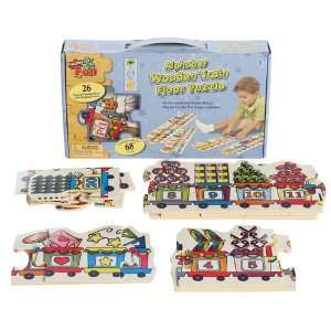   LEARNING THE ALPHABET WOODEN TRAIN FLOOR PUZZLE Toys & Games