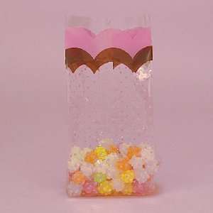  Pink Flounce Design With Dots Cello Candy Bag (Set of 100 