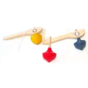  Traditional Wooden Pull Spinning Top Toys & Games