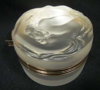 Vintale Lalique Daphne Crystal Gilt Metal Vanity Box  