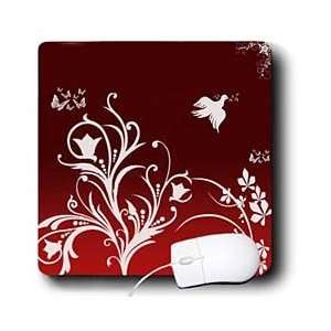   red to red gradient background with dove and butterflies.   Mouse Pads