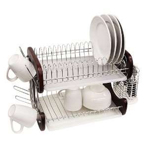    Dish Drainer 2 Tier Wood Panels Case Pack 6