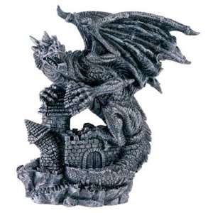  Dragon Destroying a Castle Figurine   Cold Cast Resin   4 