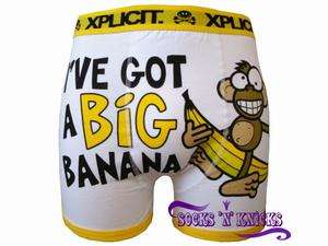 Mens White Xplicit I`ve Got A Big Banana Funny Boxer Shorts  