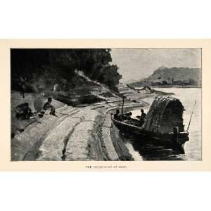   River Zambezi Houseboat Boat Fishing Art   Original Halftone Print