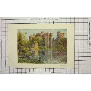    Antique Colour Print Bodiam Castle Architecture