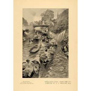 1911 Print Boulters Lock Edward Gregoy Gondolas Italy 