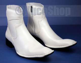 Fashion Men Dress Ankle Boots Shoes Zippered White Size 11  