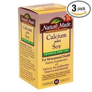  Nature Made Calcium Plus Soy, 60 Softgels (Pack of 3 