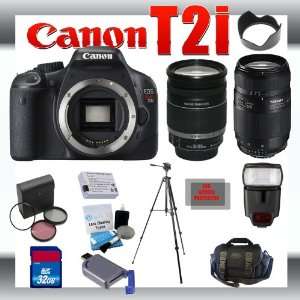 EOS Rebel T2i 18 MP Digital SLR Camera with Canon 18 200mm and Tamron 