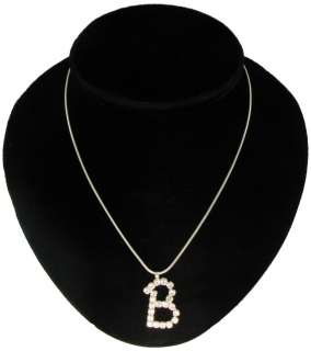 Initial Letter B Crystal Rhinestone Pendant Necklace  