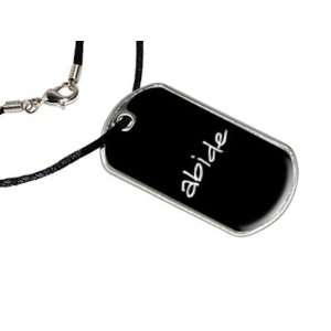  Abide   Military Dog Tag Black Satin Cord Necklace 
