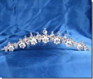 Wedding Crystal Tiara Flower Girl Pageant Homecoming Prom Comb 23714 