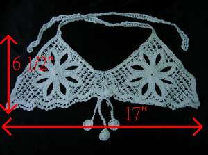 CF32 Cotton Thread Stitch Crochet Flower Top Bra Applique White Sew On 