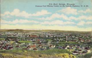 Rock Springs WY, Coal Mining Center postcard  