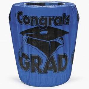  Blue Congrats Grad Trash Can Cover   Party Decorations 