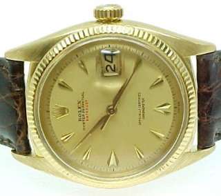 Vintage Rolex 6305 Bubbleback Gold RED Datejust Watch  