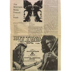  Jim Morrison Hot Tuna Doors Review Gig Ad 1971
