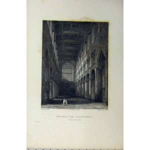   C1850 Rochester Cathedral View Nave Winkles Old Print