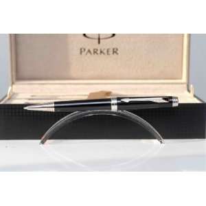  Parker Premier Black Lacquer ST (Silver Trim) Ballpoint Pen 