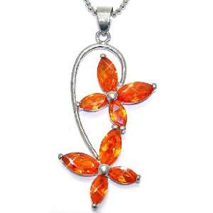   Silver Simulated Fire Opal Pendant with 18 Necklace P4041 Jewelry