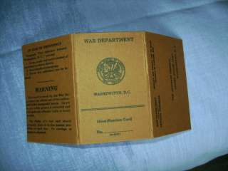 WW2 Repro U.S. Army Identity Card.  