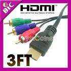 3FT Gold Plated HDTV HDMI to 3 RGB Adapter Cable 4 PS3
