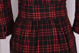 NWT Scotland Women Red Lattice Double breasted Slim Dress Winterwear S 