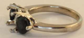 14k white gold diamond round semi mount sapphire ring estate vintage 4 