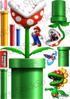 Super Mario Bros Wii, Pipe Plant 1 RePositionable wall Sticker MEDIUM 