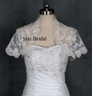   Sleeve White Lace Wedding Bridal Bolero Jacket Shrug S M L #32  