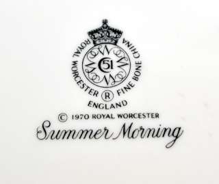 Set of 12 Royal Worcester Summer Morning Gilded Dinner Plates  
