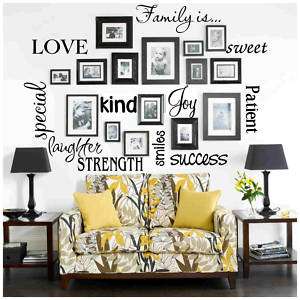 Vinyl lettering FAMILY IS sticky word quote wall art  