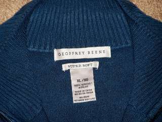 Geoffrey Beene Mens XL Extra Large Blue Zipper Super Soft Sweater 