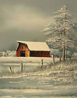 Everett Woodson Barn In The Snow  Framed  