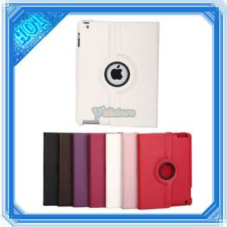 iPad 2 360 Magnetic Smart Cover Leather Case Rotating Stand White 1 in 