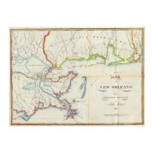   Melish   Map Of New Orleans And Adjacent Country, 1815 Giclee Canvas