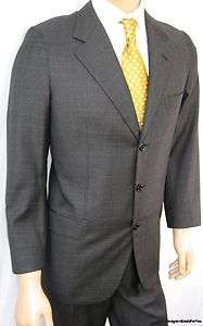 Brioni $5995 Mens 38 S 38S Suit Charcoal Gray Plaid *Italian* Modern 