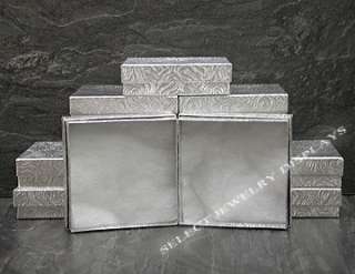 100 Silver Cotton Filled Jewelry Display Gift Boxes 3x3  