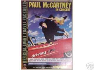 PAUL McCARTNEY DRIVING USA 2002 TOUR POSTER BEATLES VG+  