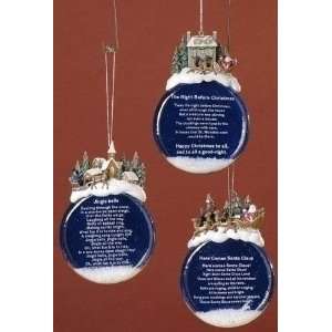  Set of 3 Natures Story Teller Snow Filled Glass Christmas 
