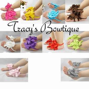Girls Baby Infant Newborn Barefoot Sandals Shoes Booties w/ Flowers 0 