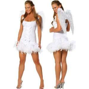   heavenly satin silhouette white angelic costume dress 