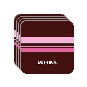 Personal Name Gift   ROBINS Set of 4 Mini Mousepad Coasters (pink 