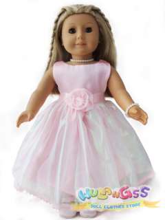 Pink Floral Party Dress fits 18 American Girl doll  