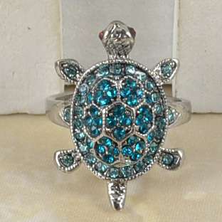 Wholesale Lots 6pcs Silver Plated Vintage Cocktail Turtle Grey Crystal 