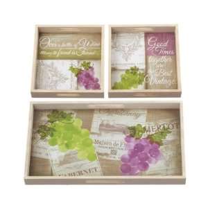  Set of 3 Wine Label and Sayings Nested Trays
